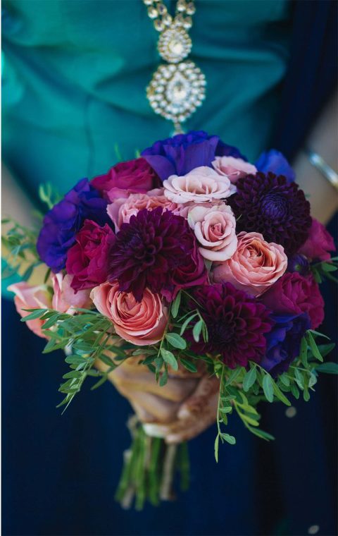 Purple and Pink Bridesmaid Bouquet by Coquette Studios | Wedding Planner Ruby Refined Events | Bram and Bluma Appel Salon | Toronto Reference Library Wedding